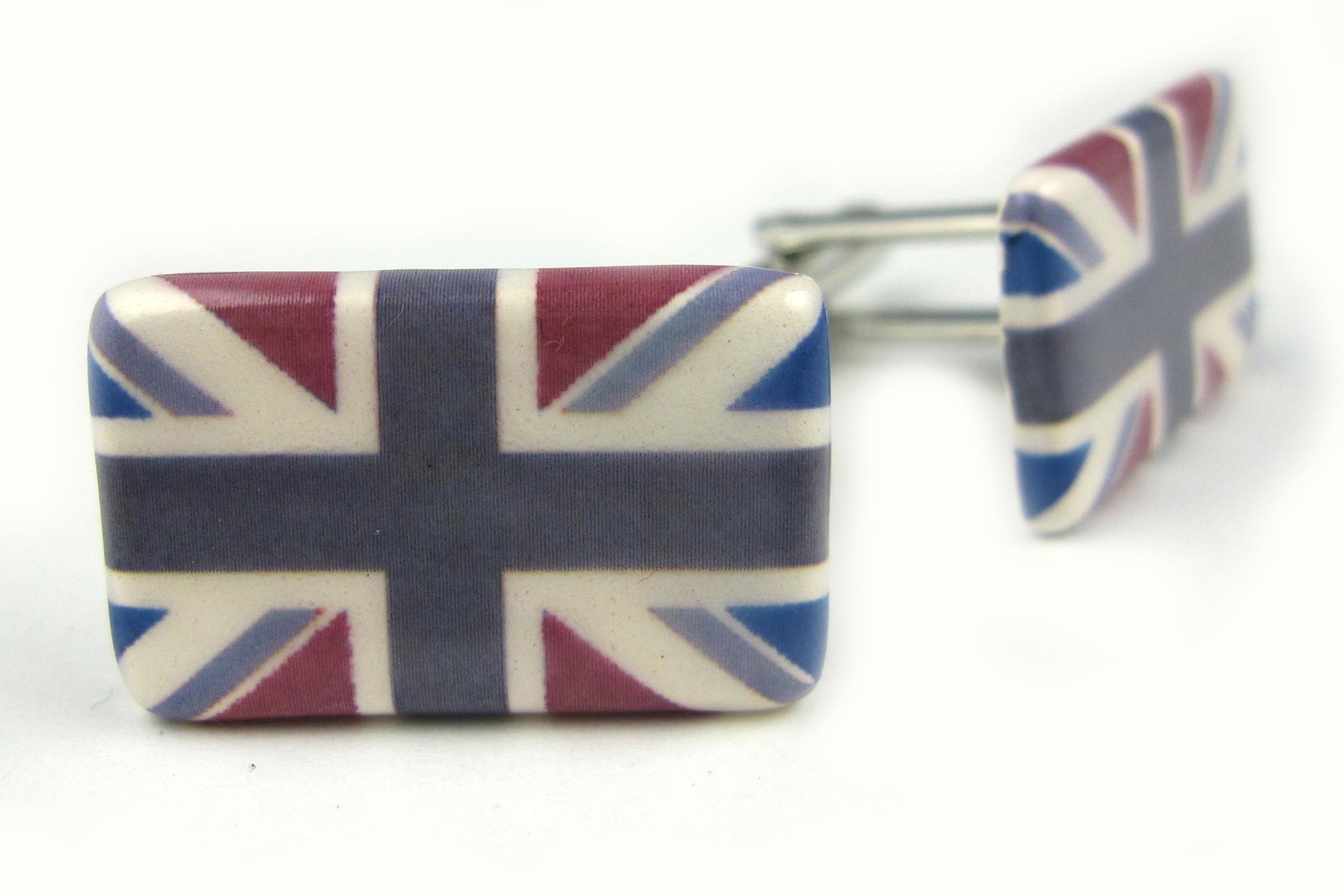 Union Jack Cufflinks (claret and blue\grey colour)